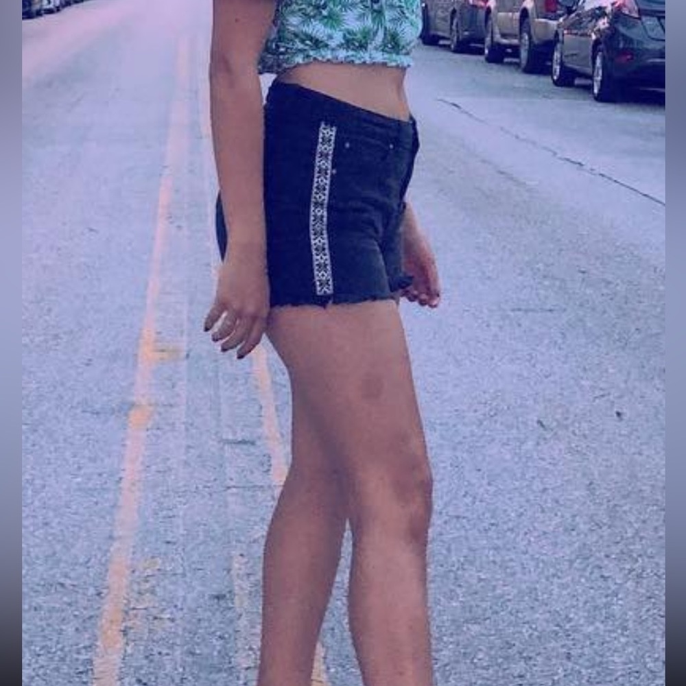 Black patterned shorts